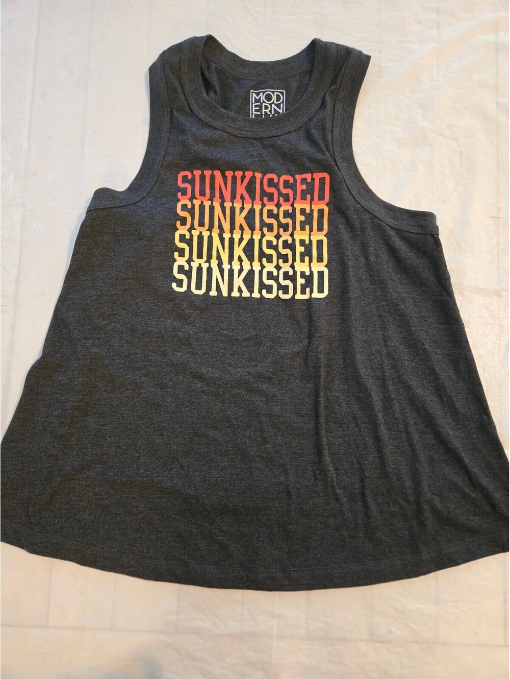 Modern Lux Sunkissed Graphic Tank Top Womens XL Charcoal Gray Sleeveless Summer